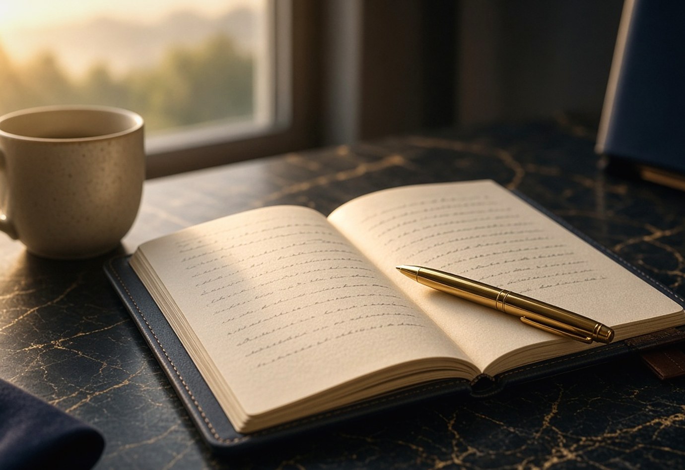 Notebook and desk used for personal finance planning